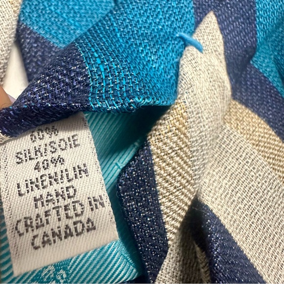 NWT Dion Silk/Linen Blend Classic Striped Tie MSRP $135 - Picture 3 of 7